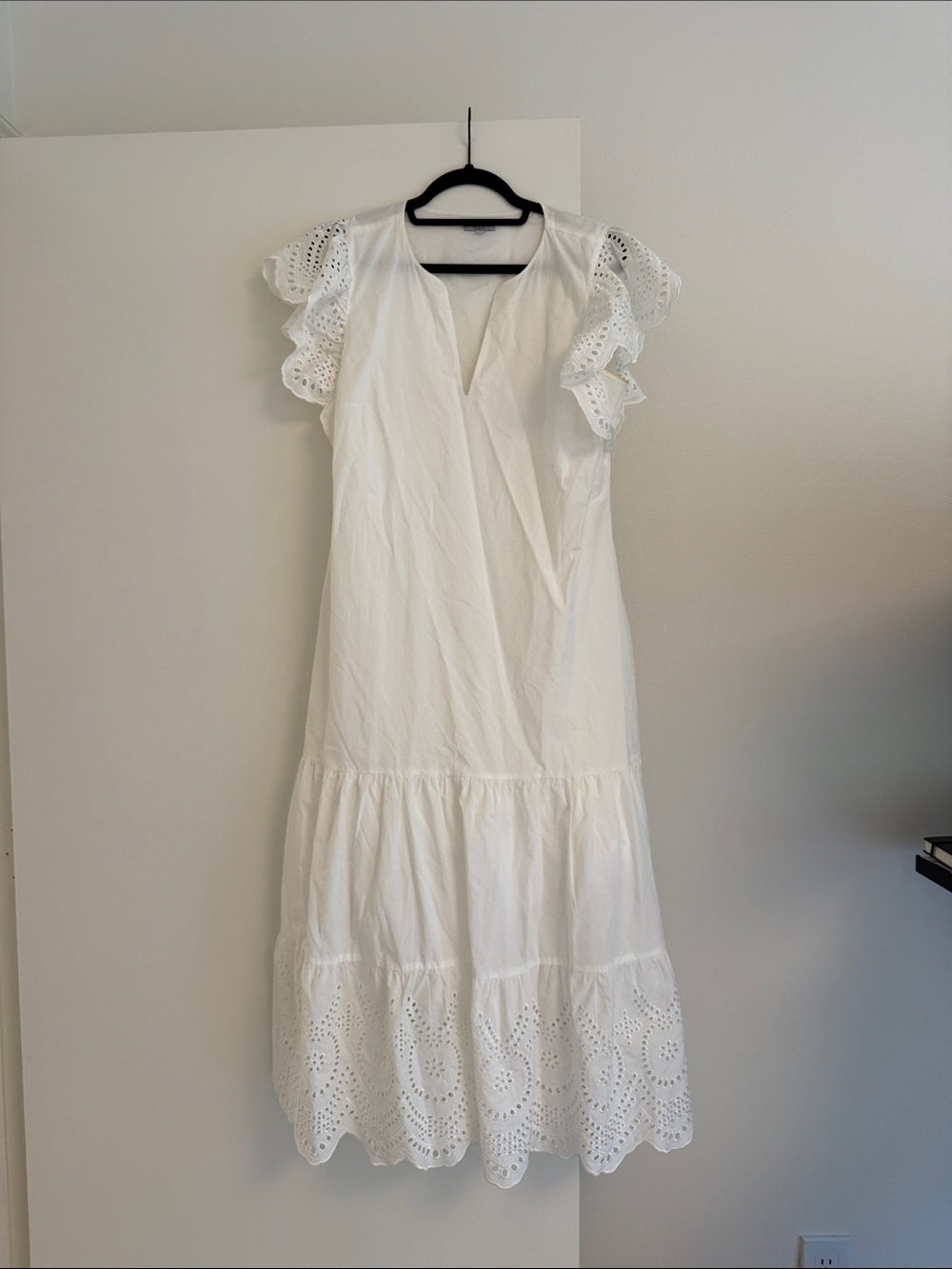 Rails White Eyelet Flutter-Sleeve Midi Dress